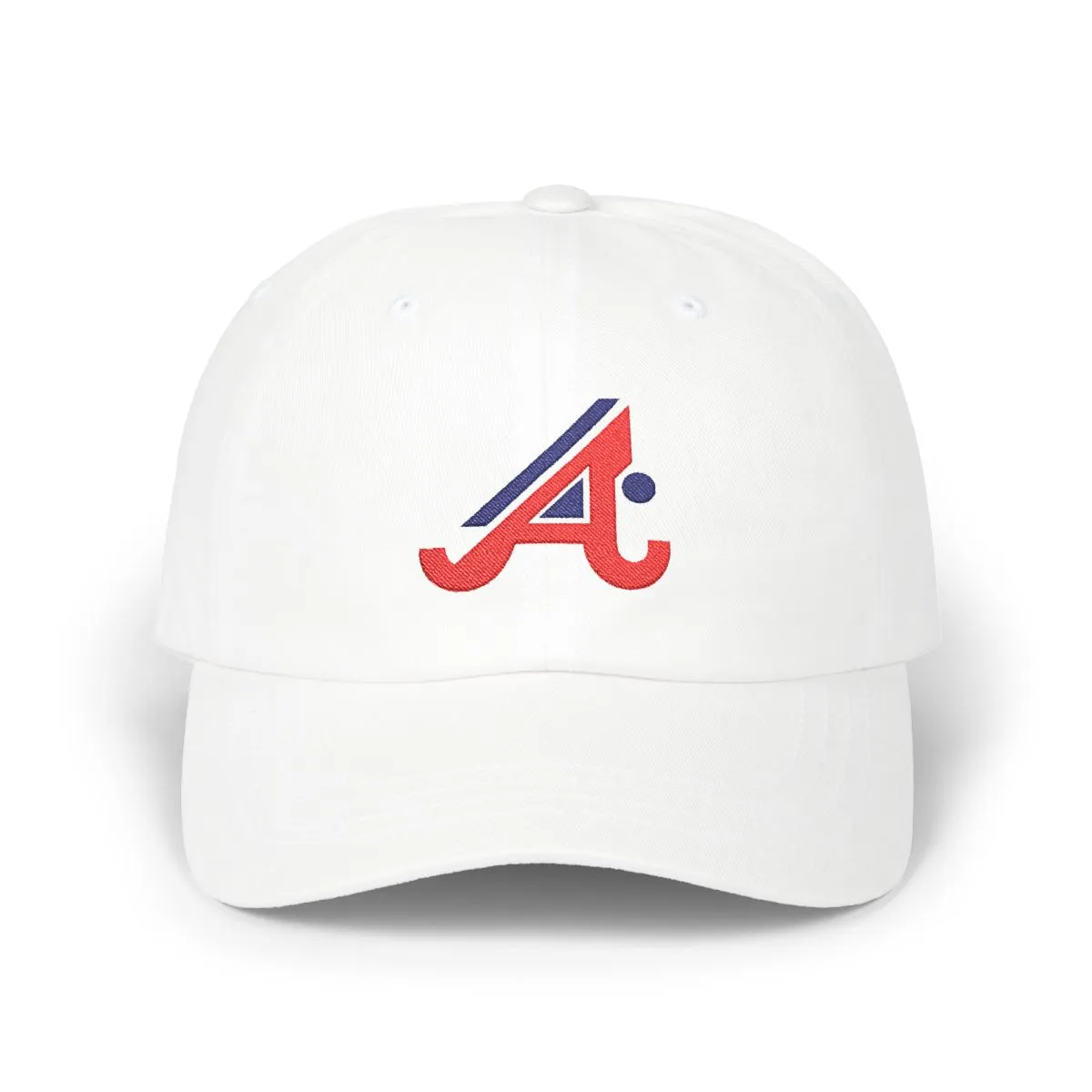Atlanta Baseball embroidered dad cap in Red & Navy, front view