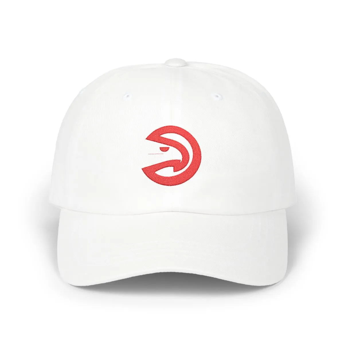 Atlanta Basketball embroidered dad cap in Red, front view