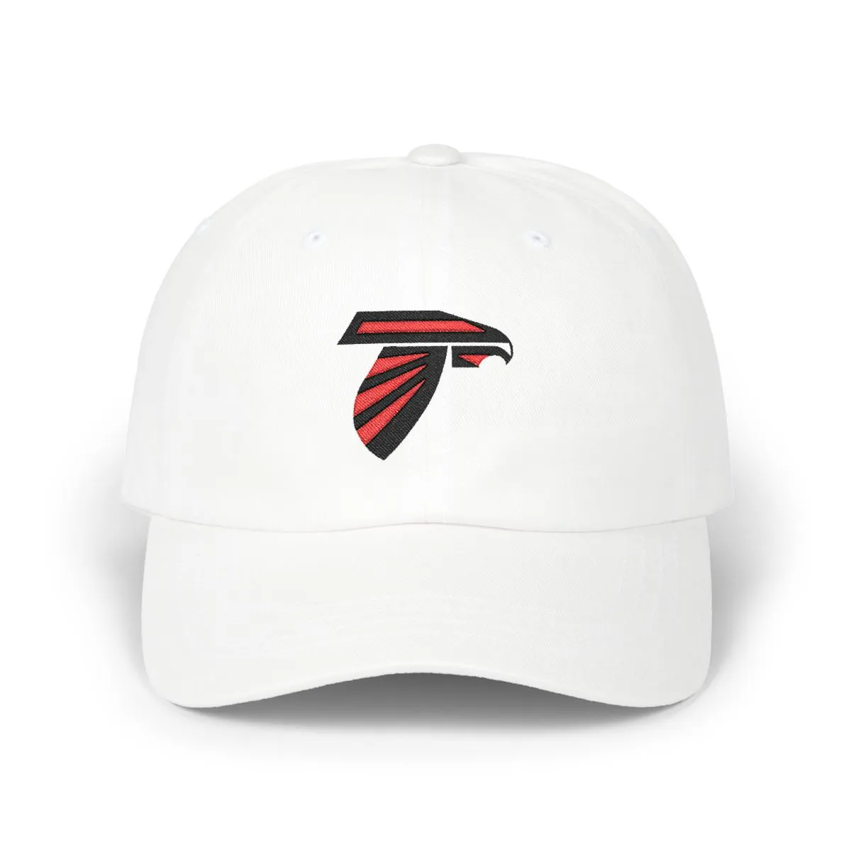 Atlanta Football embroidered dad cap in Black & Red, front view