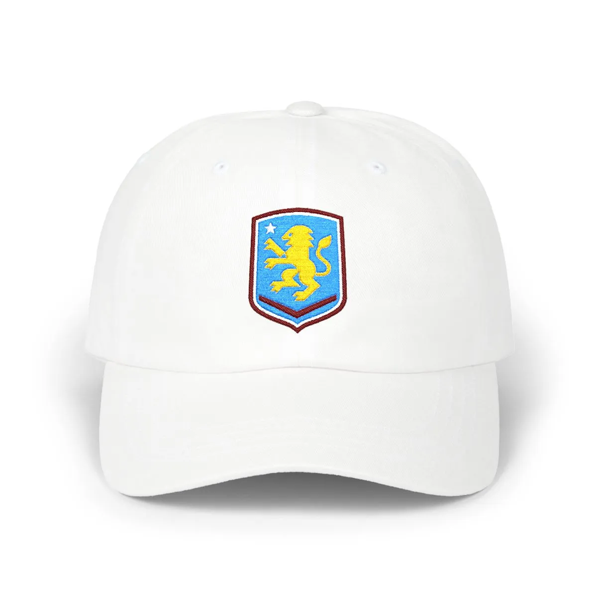 Birmingham Soccer embroidered dad cap in Aqua, Gold & Maroon, front view