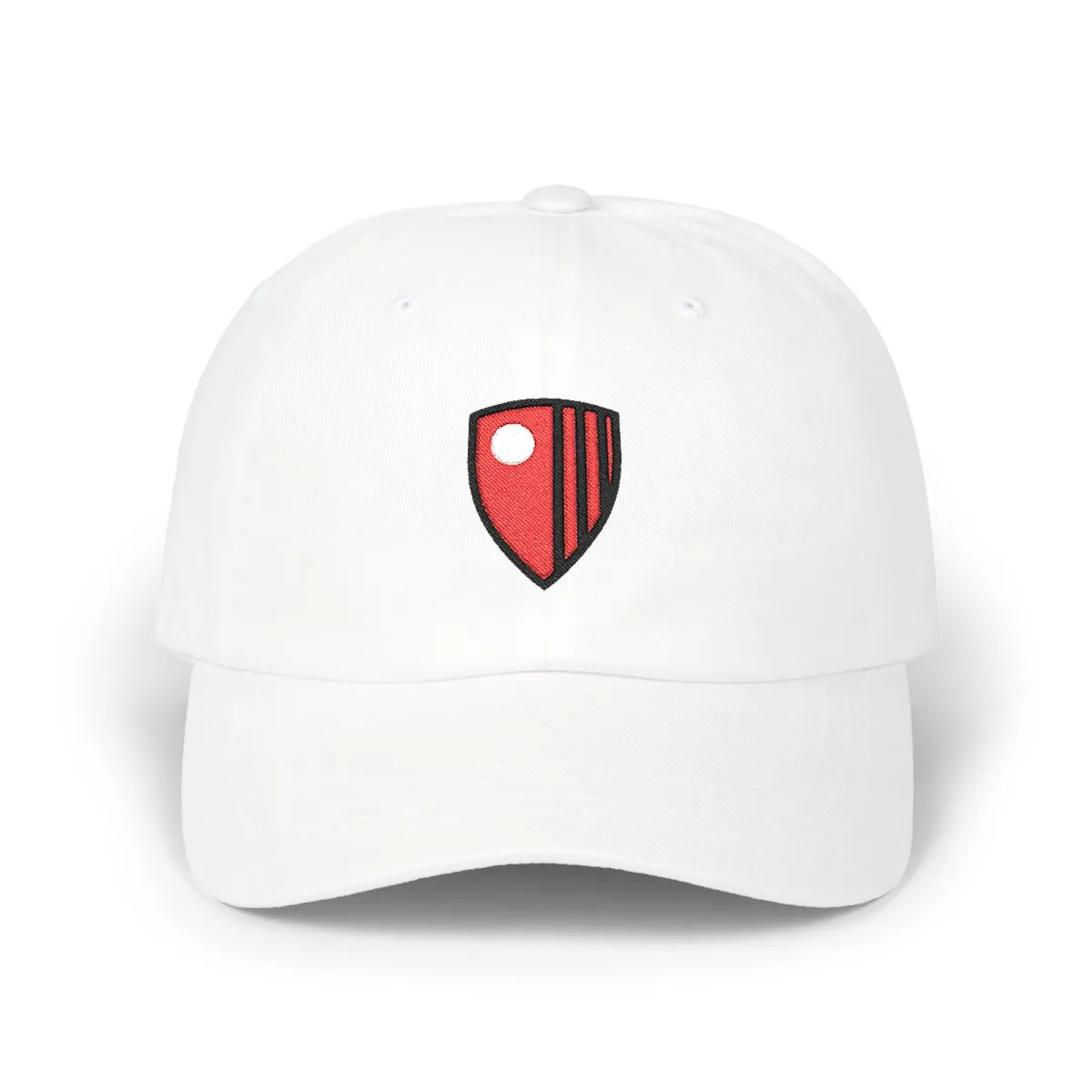 Bournemouth Soccer embroidered dad cap in Red, Black & White, front view
