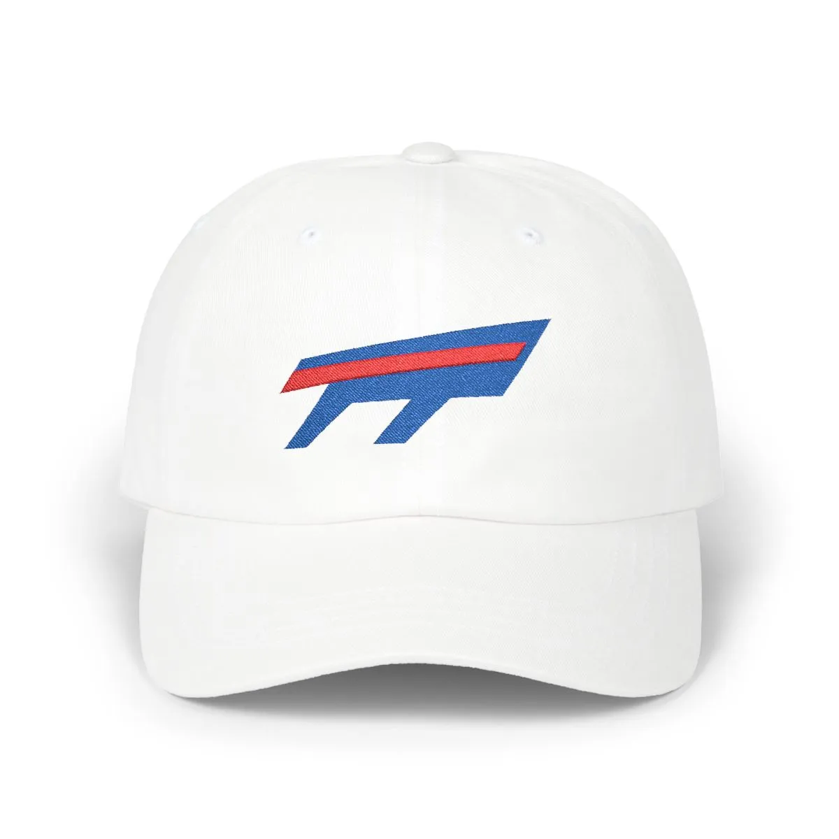 Buffalo Football embroidered dad cap in Royal & Red, front view