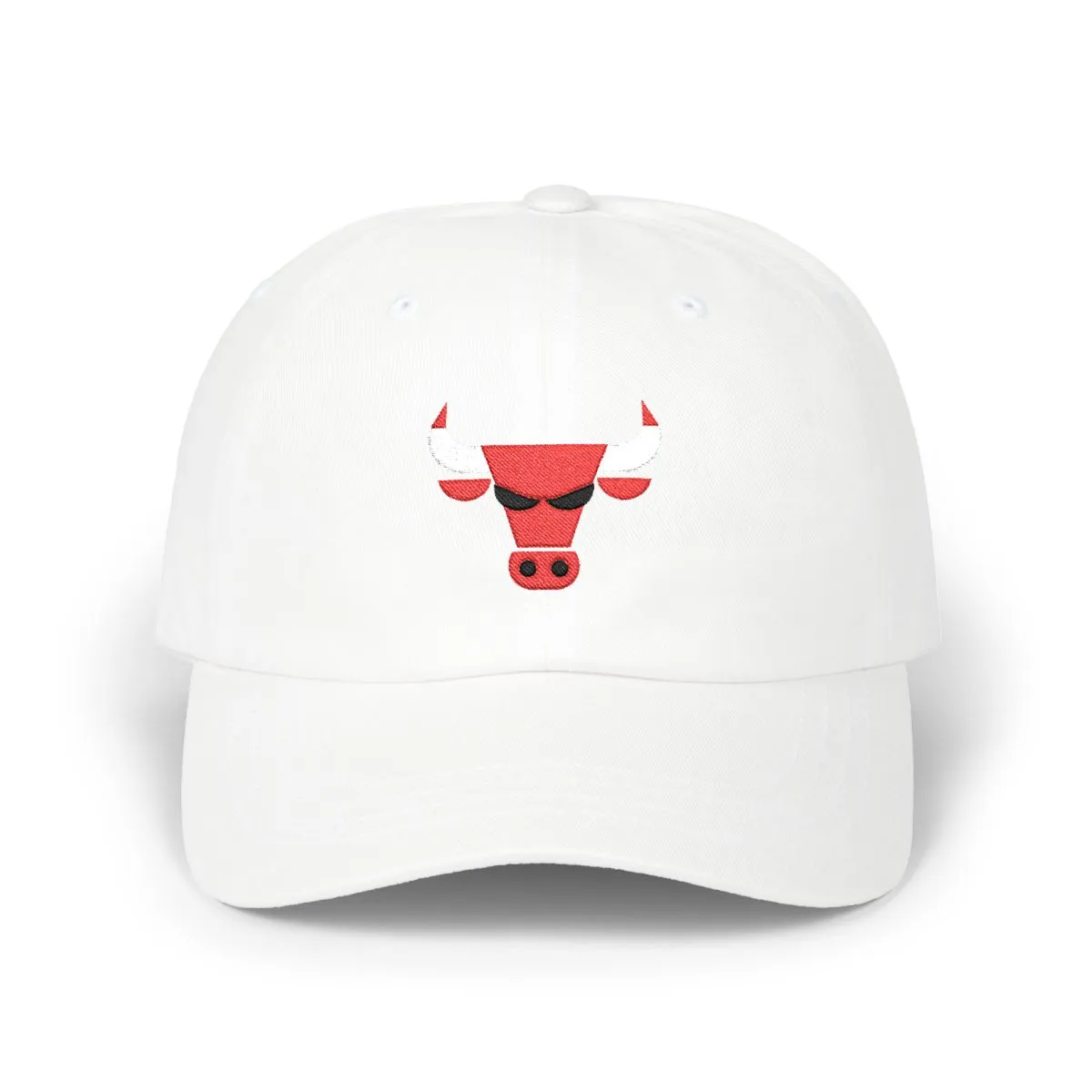 Chicago Basketball embroidered dad cap in Red, White & Black, front view