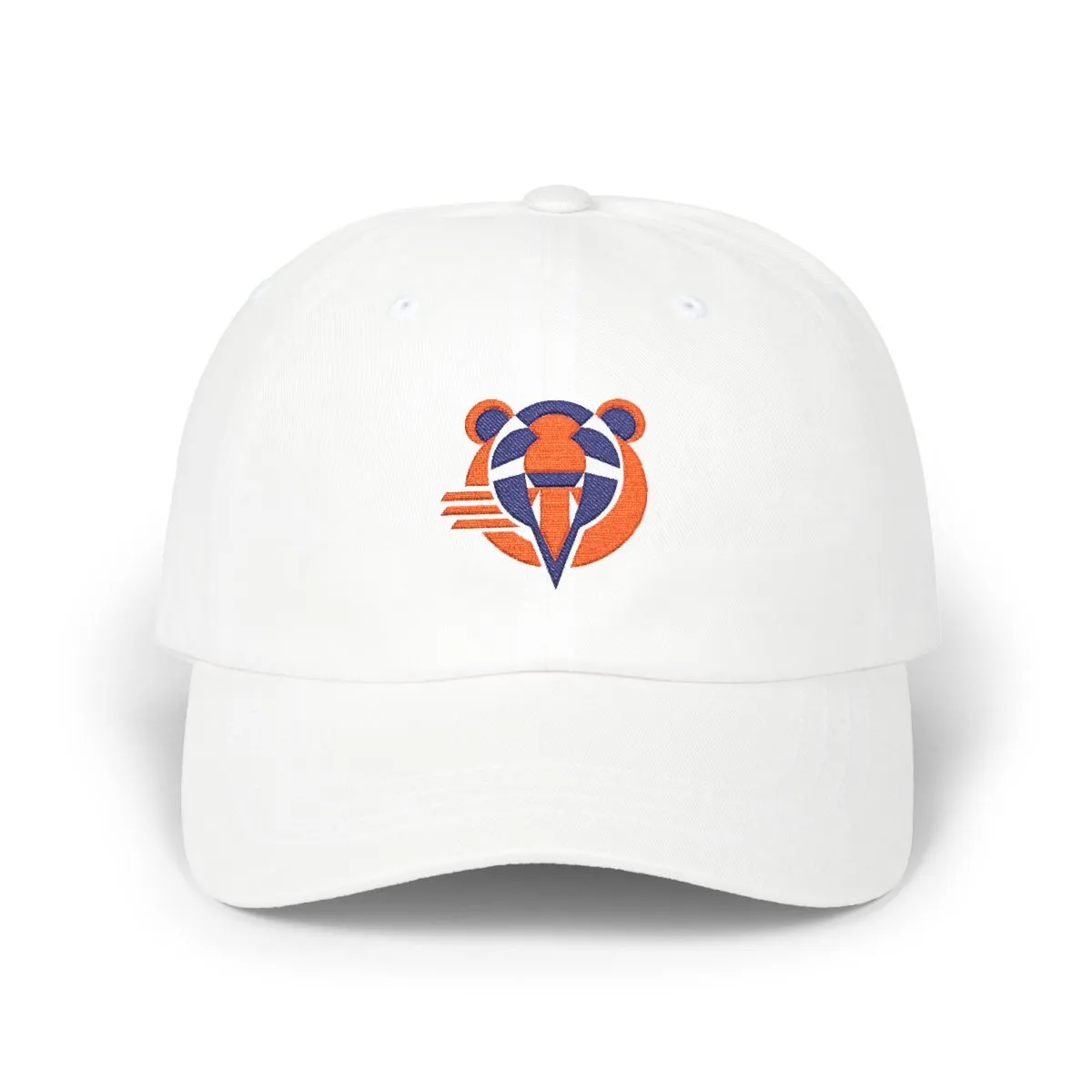 Chicago Football embroidered dad cap in Orange & Navy, front view