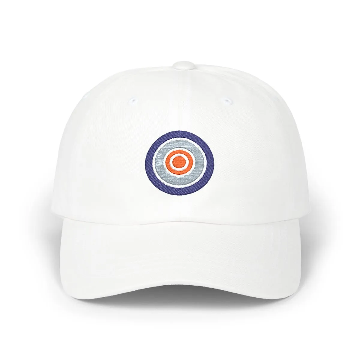 Chicago Soccer embroidered dad cap in Navy, Grey & White, front view