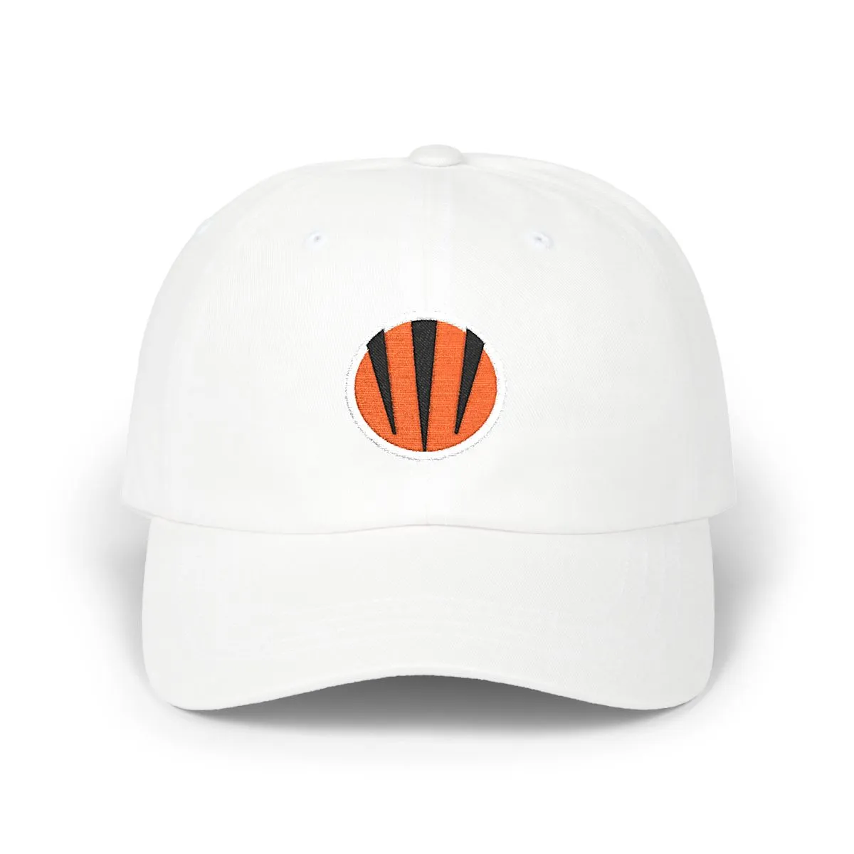 Cincinnati Football embroidered dad cap in Orange, Black & White, front view