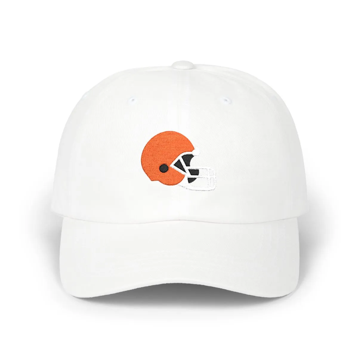 Cleveland Football embroidered dad cap in Orange, White & Black, front view