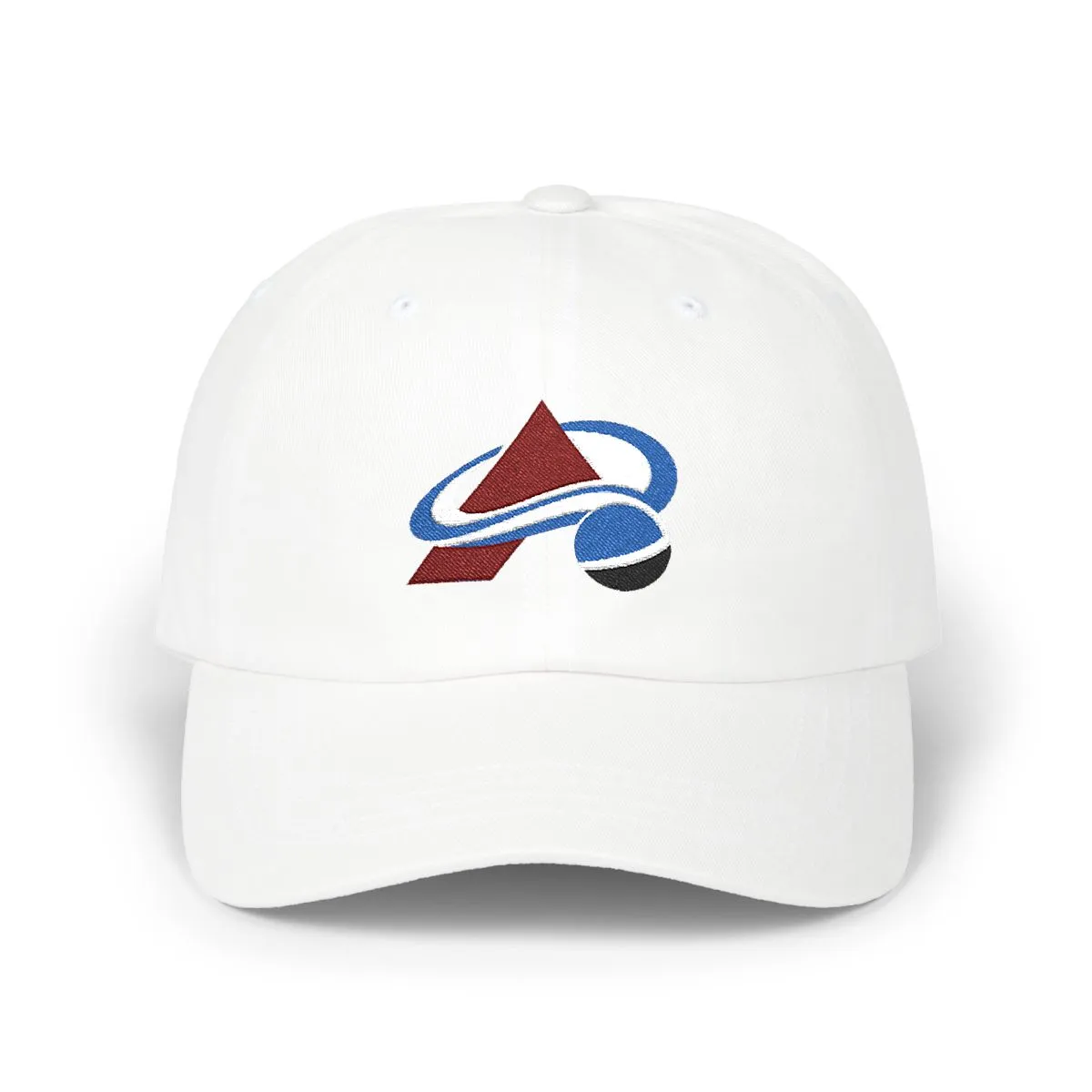 Colorado Hockey embroidered dad cap in Royal, Maroon & White, front view