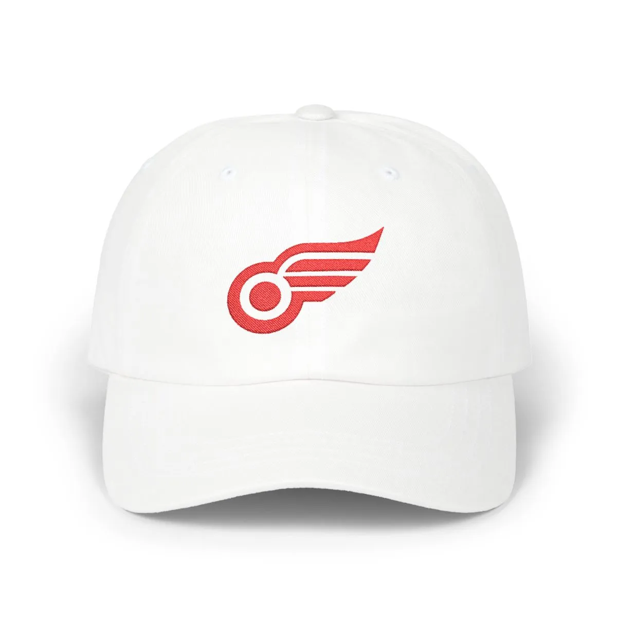 Detroit Hockey embroidered dad cap in Red, front view