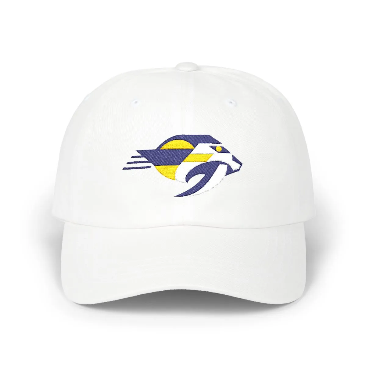 Nashville Hockey embroidered dad cap in Navy, White & Gold, front view