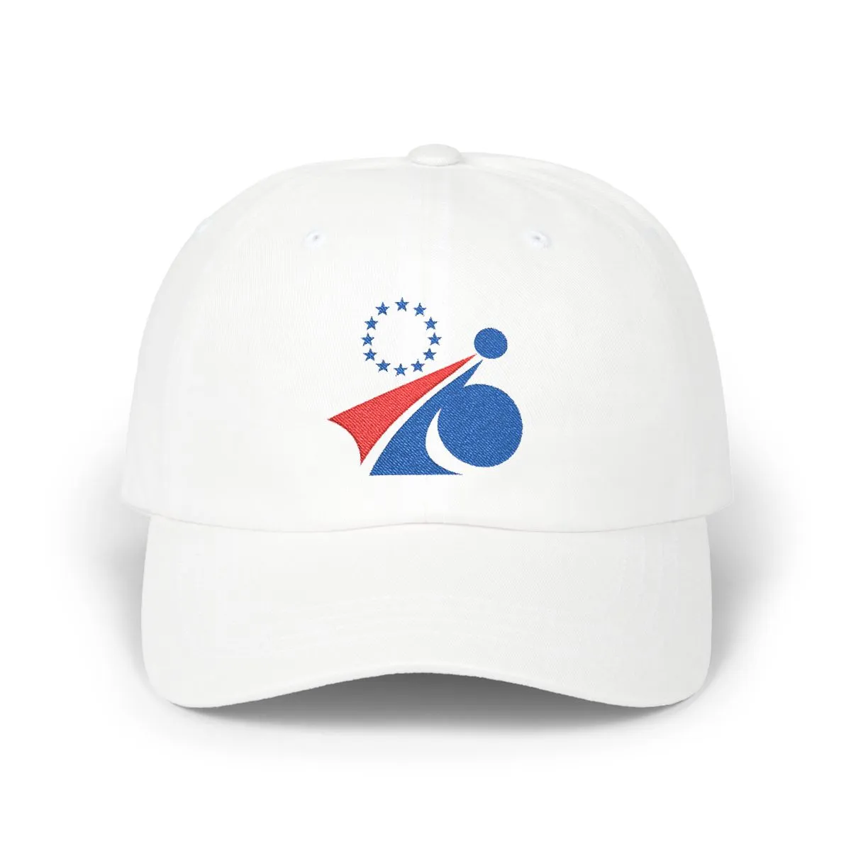 Philadelphia Basketball embroidered dad cap in Royal & Red, front view