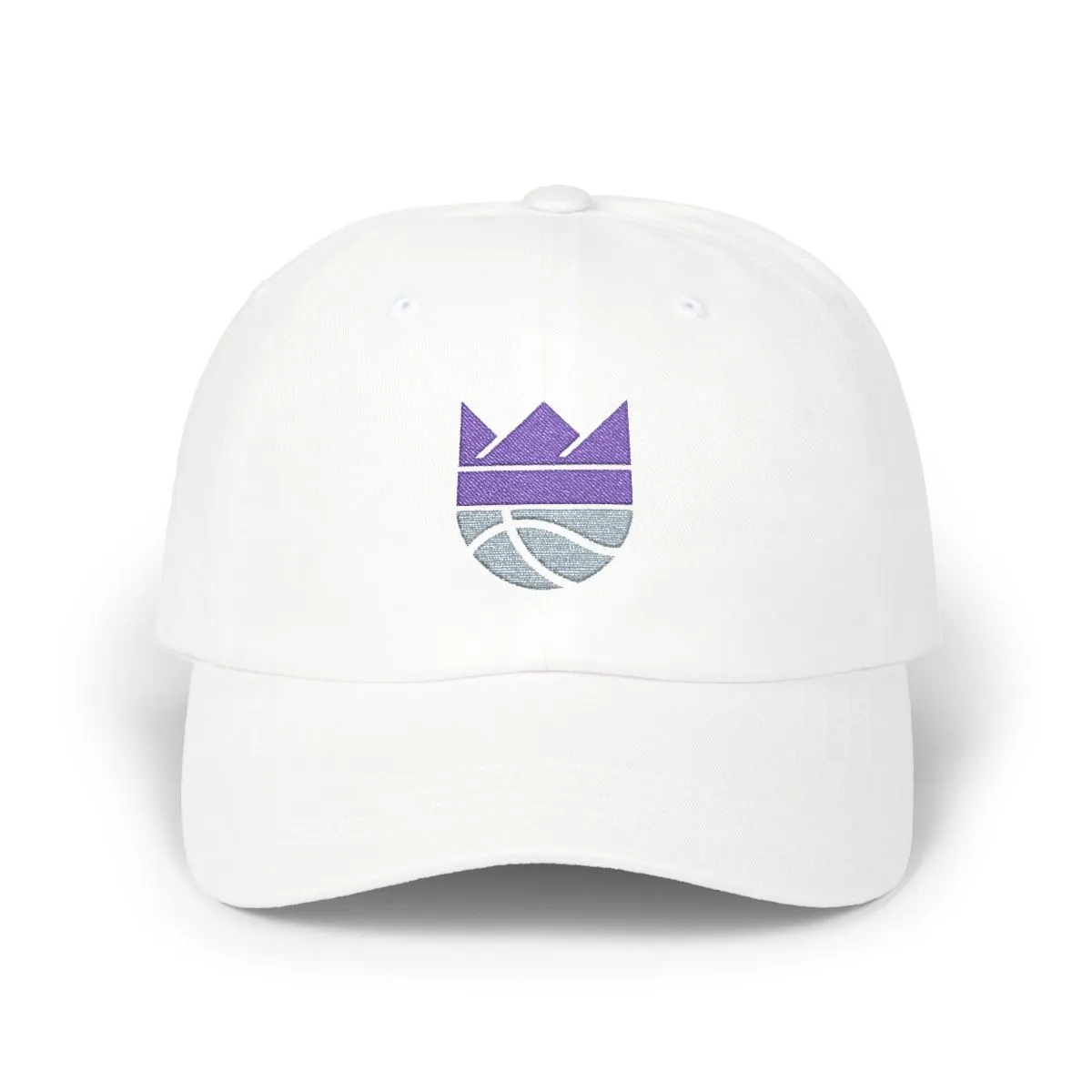 Sacramento Basketball embroidered dad cap in Purple & Grey, front view