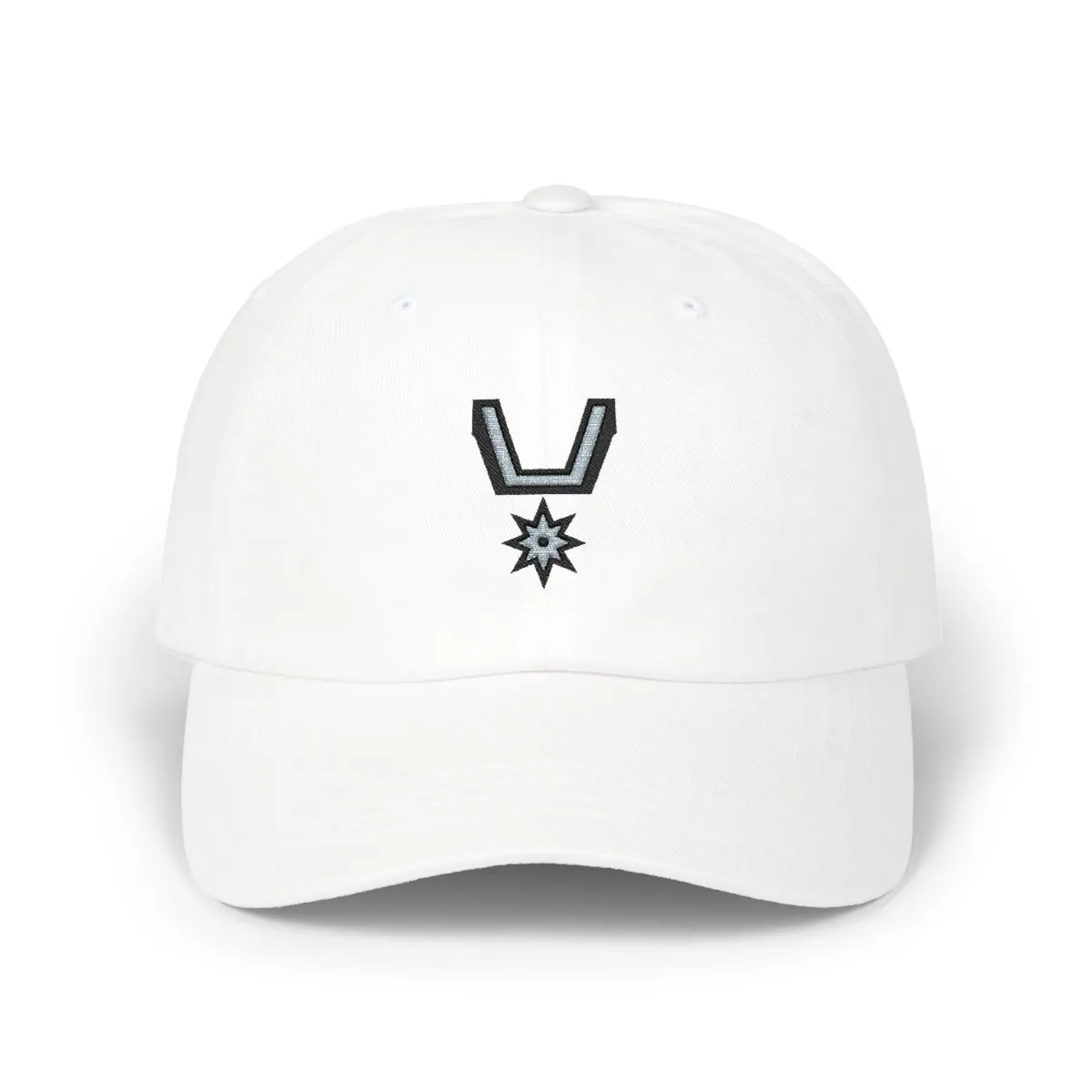 San Antonio Basketball embroidered dad cap in Black & Grey, front view