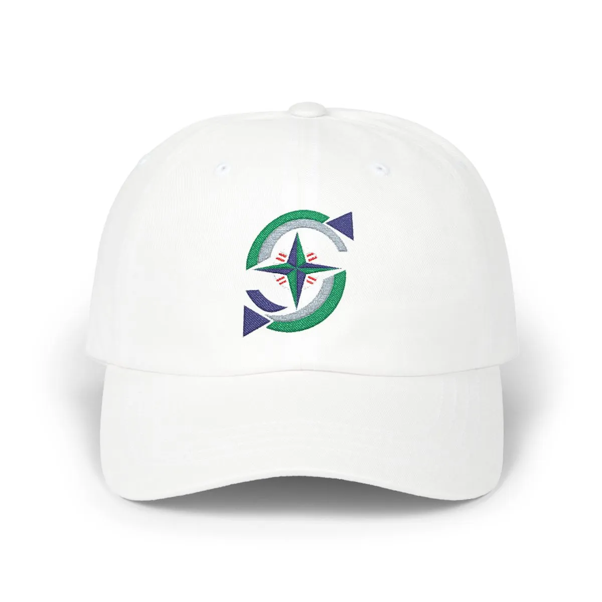 Seattle Baseball embroidered dad cap in Kelly Green, Navy & Grey, front view