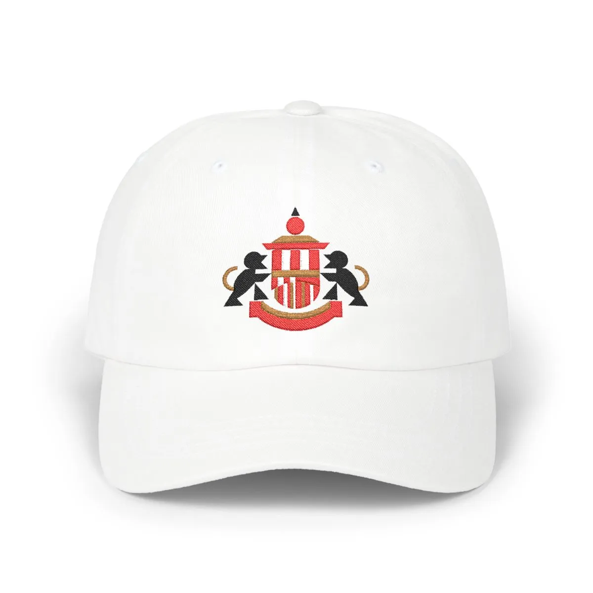 Sunderland Soccer embroidered dad cap in Red, Black & Old Gold, front view