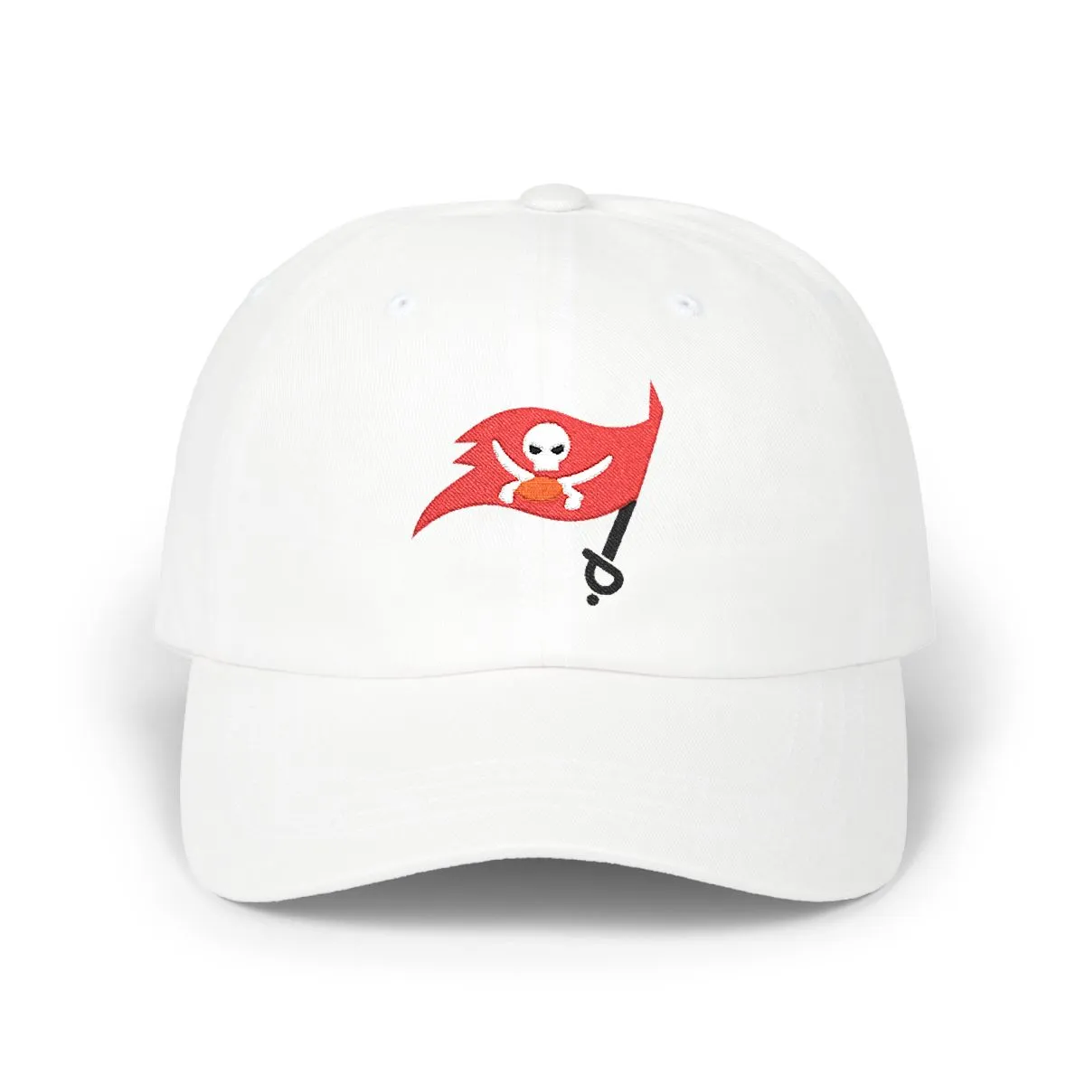 Tampa Bay Football embroidered dad cap in Red, White & Black, front view