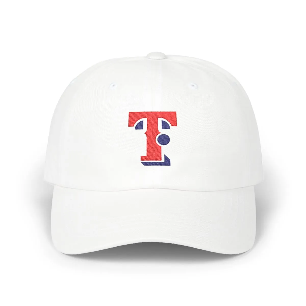 Texas Baseball embroidered dad cap in Red & Navy, front view