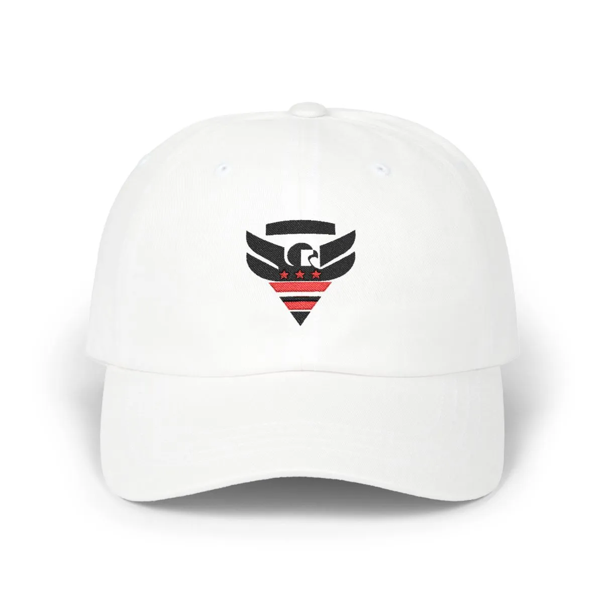 Washington, D.C. Soccer embroidered dad cap in Black & Red, front view